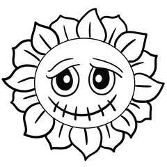 Halloween flower line cartoon for coloring