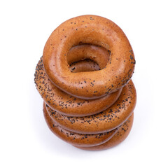 Group of bagels with poppy seeds
