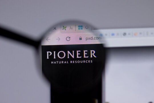 New York, USA - 18 March 2021: Pioneer Natural Resources company logo icon on website, Illustrative Editorial.