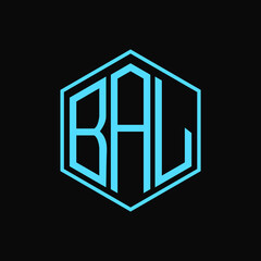Bal poligon  logo design in black background/initial bal logo design.