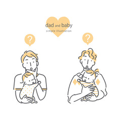 Obraz premium シンプルでかわいいお父さんと赤ちゃんのシーン別線画イラスト素材