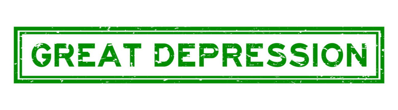 Grunge Green Great Depression Word Square Rubber Seal Stamp On White Background