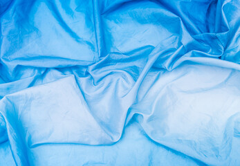 Abstract  wrinkle Blue and White Gradient background, blank blue fabric texture background