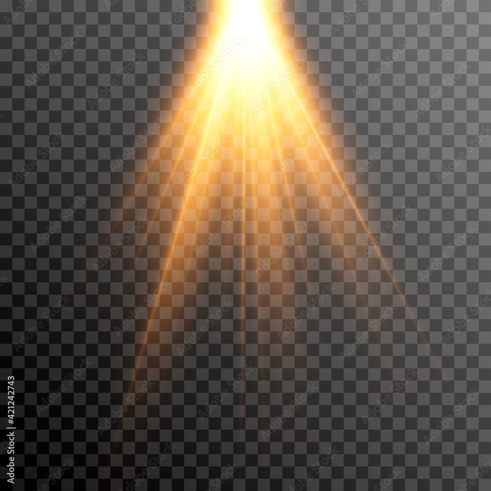 Wall mural golden light. a flash of light, a magical glow. sun, sun rays png. light png. vector image.