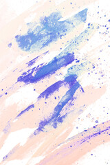 Pink and blue watercolor blot on white background