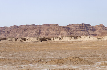 The mountains  of the stone desert, once the bottom of the sea, on the coast of the Dead Sea, in the south of Israel.