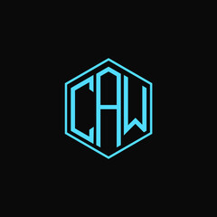 CAW polygon letter icon design on BLACK background.Creative letter
CAW-E A W logo design. CAW initials Polygon Logo design.
