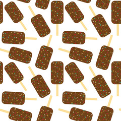 Popsicle seamless background. Ice cream continuous pattern. Sweet cold treat