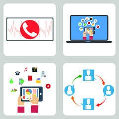 Vector illustration Set for Communication Device Frequency, link and Methods EPS10