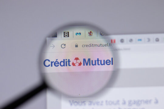New York, USA - 18 March 2021: Credit Mutuel company logo icon on website, Illustrative Editorial.