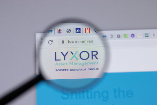 New York, USA - 18 March 2021: Lyxor Asset Management company logo icon on website, Illustrative Editorial.
