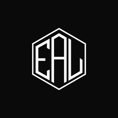 EAL polygon letter icon design on BLACK background.Creative letterEAL-E A N logo design. EAL initials Polygon Logo design.
