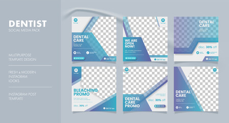 Dentist and dental care social media post template