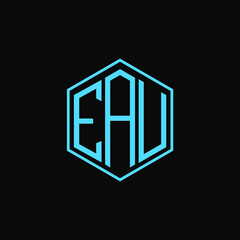 EAU polygon letter icon design on BLACK background.Creative letter
EAU-E A U logo design. EAU initials Polygon Logo design.