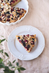 Freshly baked homemade summer berry cake. Sweet food.
