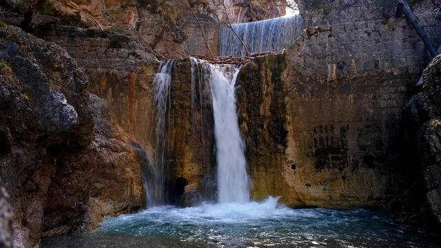 Wide footage of samina white river of Liechtenstein and Austria