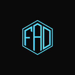 FAD poligon letter icon design on BLACK background.Creative letter FAD / FAD ogo design.
FAD initials Poligon Logo design