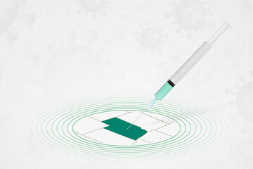 Nebraska vaccination concept, vaccine injection in map of Nebraska. Vaccine and vaccination against coronavirus, COVID-19.