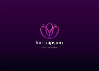 Lotus logo design, pink background with hearts