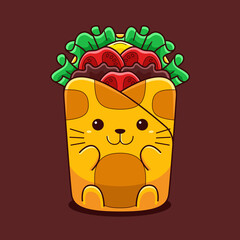 Cute Wrap Cat Vector Cartoon Style