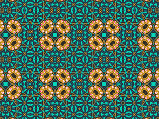 Wallpaper Geometric Ornament Abstract Pattern Green, Black, Blue, and Gold Yellow for Print and Background. Geometric Tile Digital Paper.