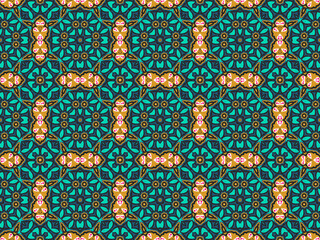 Wallpaper Geometric Ornament Abstract Pattern Green, Black, Blue, and Gold Yellow for Print and Background. Geometric Tile Digital Paper.