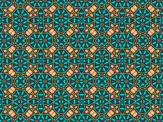 Wallpaper Geometric Ornament Abstract Pattern Green, Black, Blue, and Gold Yellow for Print and Background. Geometric Tile Digital Paper.