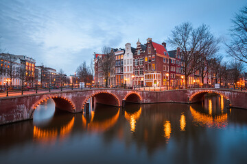 Obraz premium Amsterdam, Netherlands Bridges and Canals