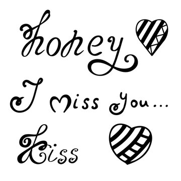 Fototapeta Set of inscriptions on a romantic theme