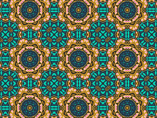Wallpaper Geometric Ornament Abstract Pattern Green, Black, Blue, and Gold Yellow for Print and Background. Geometric Tile Digital Paper.