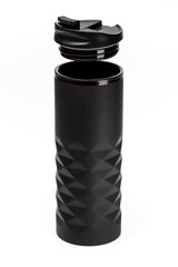 Black matte thermo cup  isolated on white background