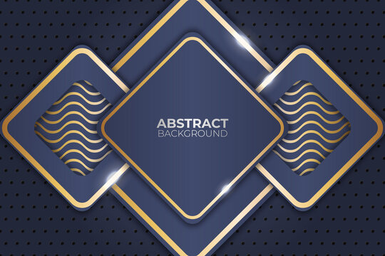Simple Luxury Geometric Blue and Gold Background with Glow Effect