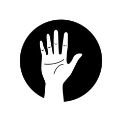 Fototapeta premium Five fingers gesture glyph black icon. Make fingers up gesture sketch element. Pictogram for web page, mobile app, promo. Editable stroke. Hand drawn illustration.