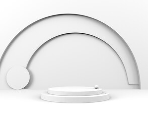 Mock up podium for product presentation, white background, 3d render, 3d illustration