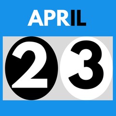 April 23 . Modern daily calendar icon .date ,day, month .calendar for the month of April