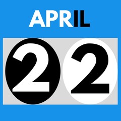 April 22 . Modern daily calendar icon .date ,day, month .calendar for the month of April