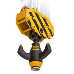 3D render of the lifting hook of a harbor crane 