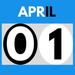 April 1 . Modern daily calendar icon .date ,day, month .calendar for the month of April