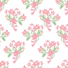 Hand drawn flowers background illustration spring summer print for textiles vector