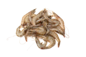 Fresh raw shrimp (Litopenaeus vannamei) isolated on white background