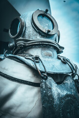 Old style diving suit with mask