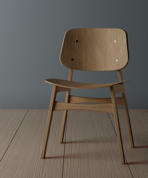 3d render of wooden chair 