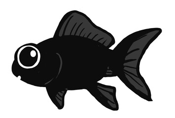 黒い出目金の金魚のイラスト