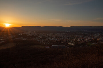 Sunset on small town