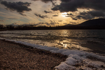 sunset over the lake