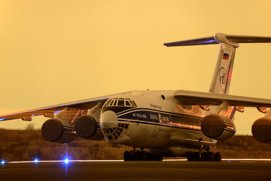 Tokyo, Japan - February 25, 2016:Volga-Dnepr Airlines Ilyushin Il-76TD-90VD Candid strategic airlifter.