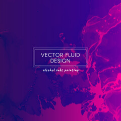Flow Background. Blue Gradient Marble. Minimal Fluid Poster. Alcohol Inks Paint Template. Digital Flow Background. Dynamic Liquid Texture. Modern Vector Motion. Purple Abstract Flow Background.