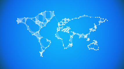 World map connections on blue background