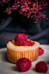 cupcakes with raspberries
