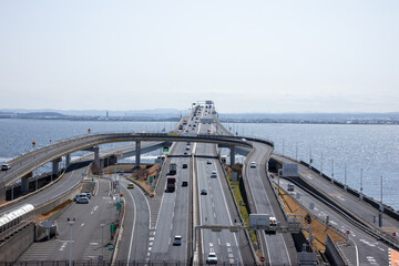 海ほたるからアクアライン房総半島方向を望む